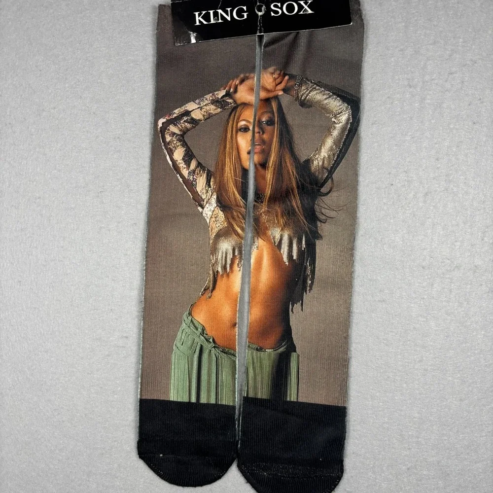Vintage Beyoncé King Sox Graphic Novelty Crew Socks Rare Y2K Promo Merch OSFM